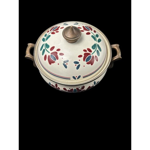 VTG GERMAN ENAMEL COOKWARE CASSEROLE ASTA HERVORRAGENDE KOCHEIGENSCHAFTEN & LID - Picture 4 of 10
